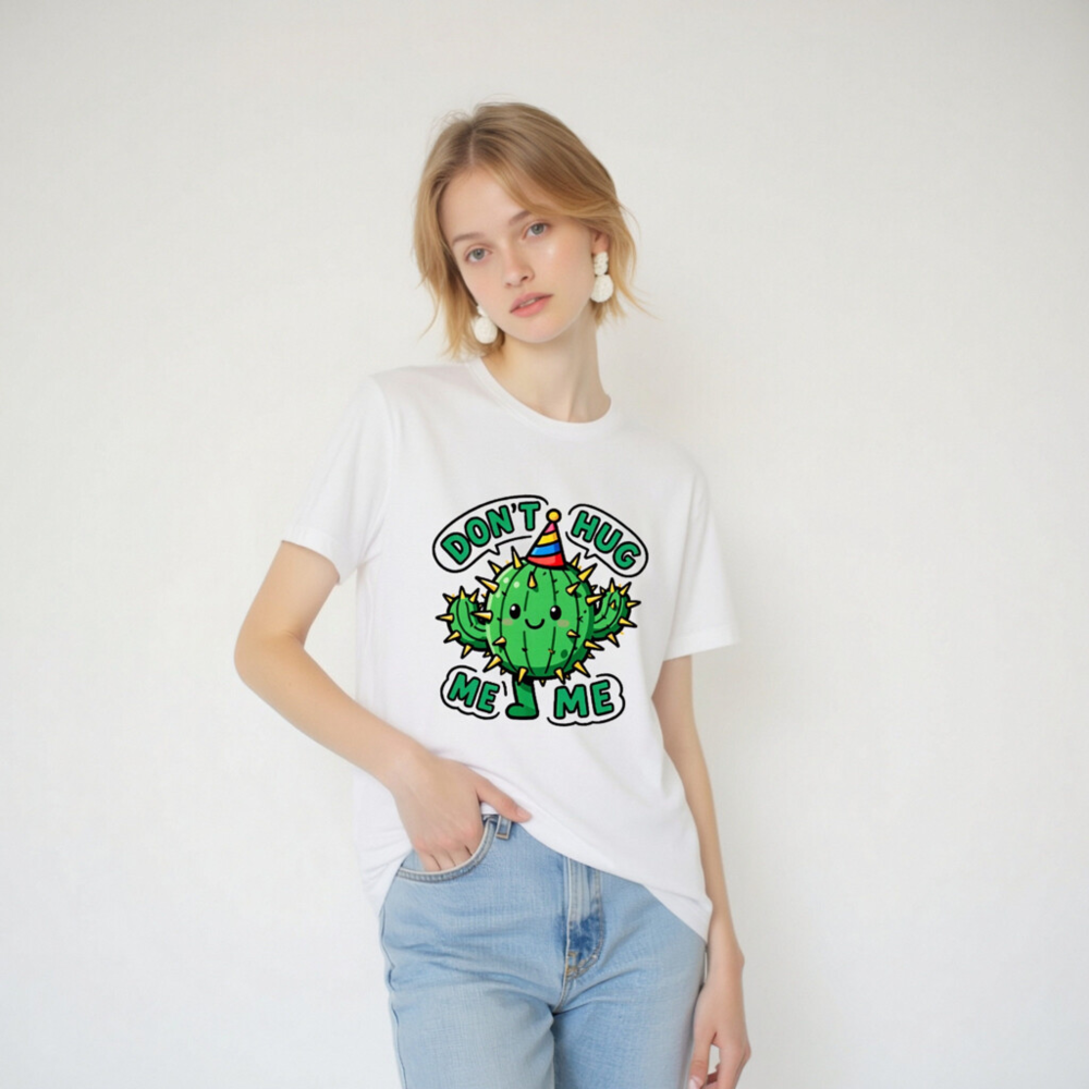 Don't Hug Me, Me! Cactus Party T-Shirt - Unisex Staple Tee - Image 3