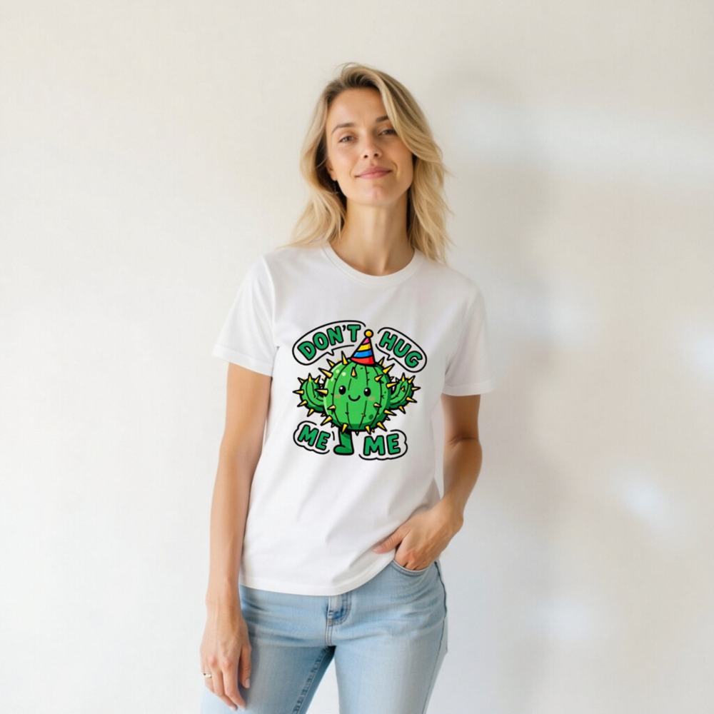 Don't Hug Me, Me! Cactus Party T-Shirt - Unisex Staple Tee - Image 5