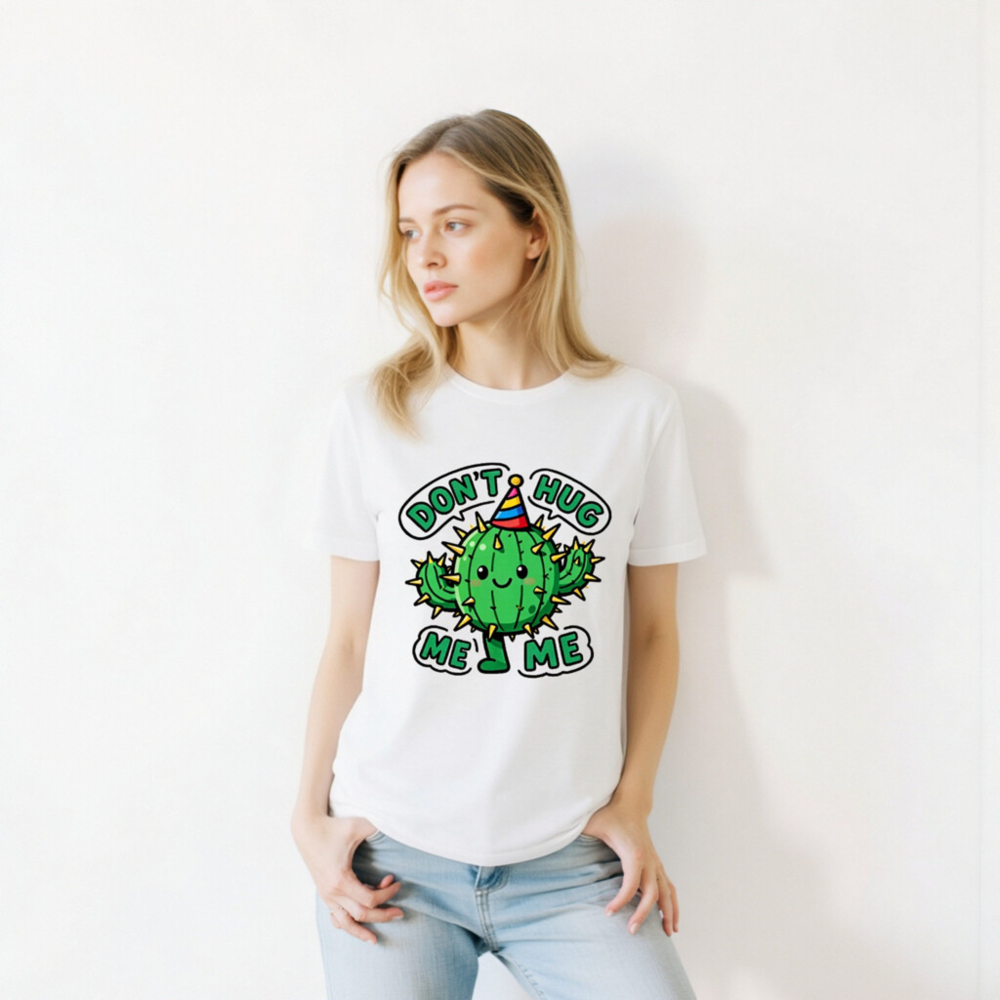 Don't Hug Me, Me! Cactus Party T-Shirt - Unisex Staple Tee - Image 10