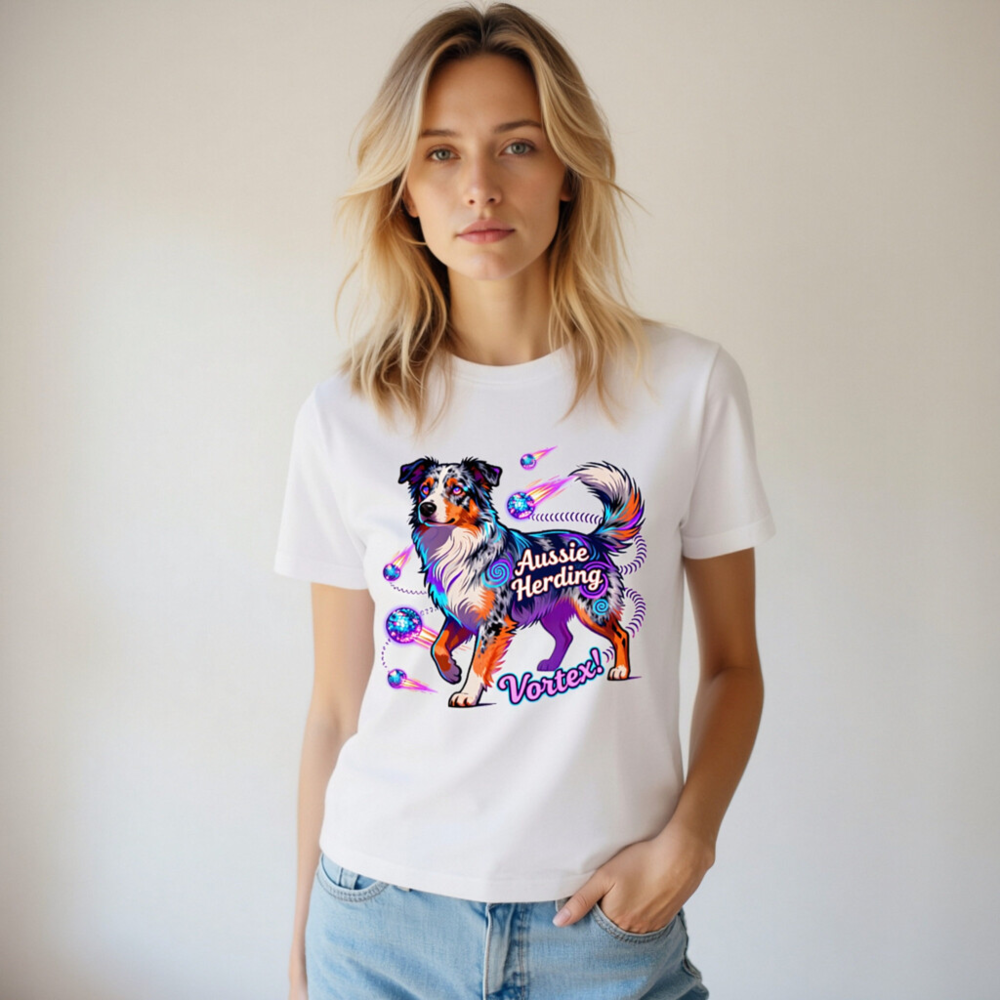Aussie Herding Vortex! Unisex T-Shirt - Vibrant Australian Shepherd Graphic - Image 8