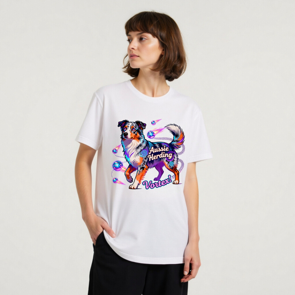 Aussie Herding Vortex! Unisex T-Shirt - Vibrant Australian Shepherd Graphic - Image 10