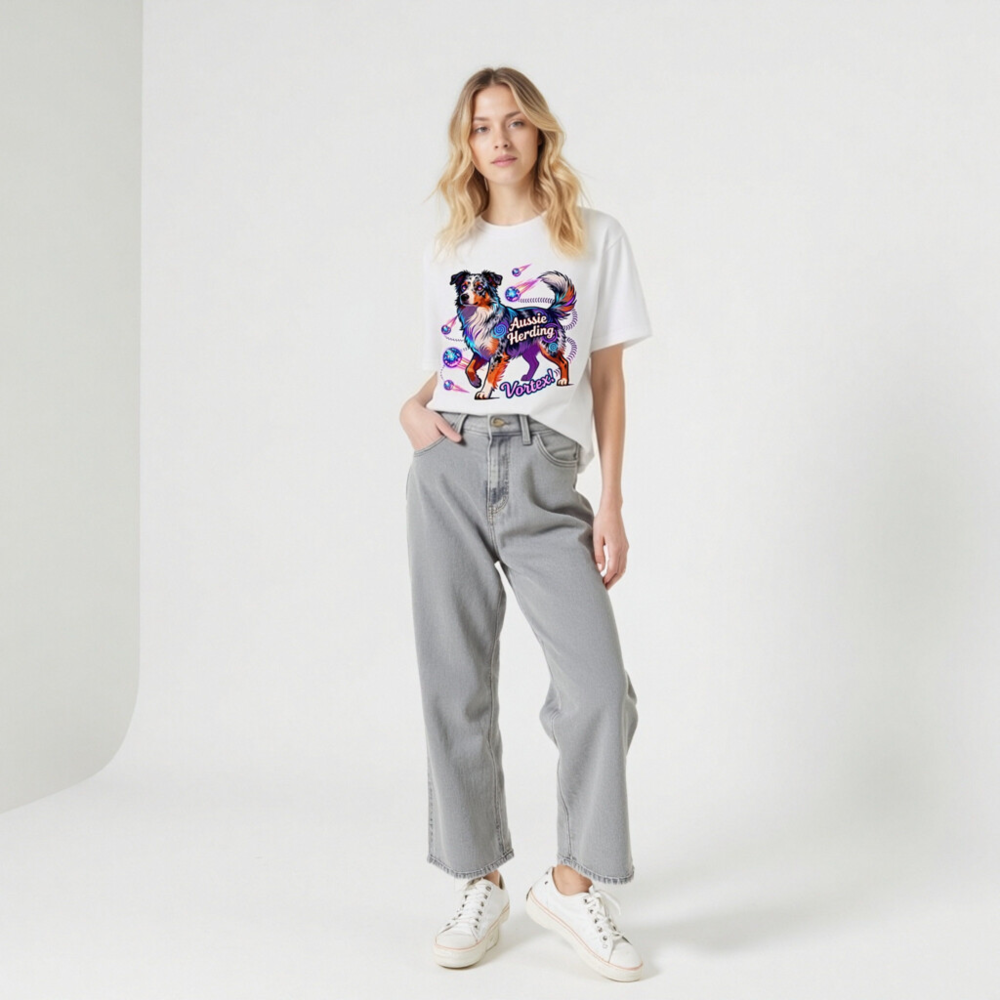 Aussie Herding Vortex! Unisex T-Shirt - Vibrant Australian Shepherd Graphic - Image 11