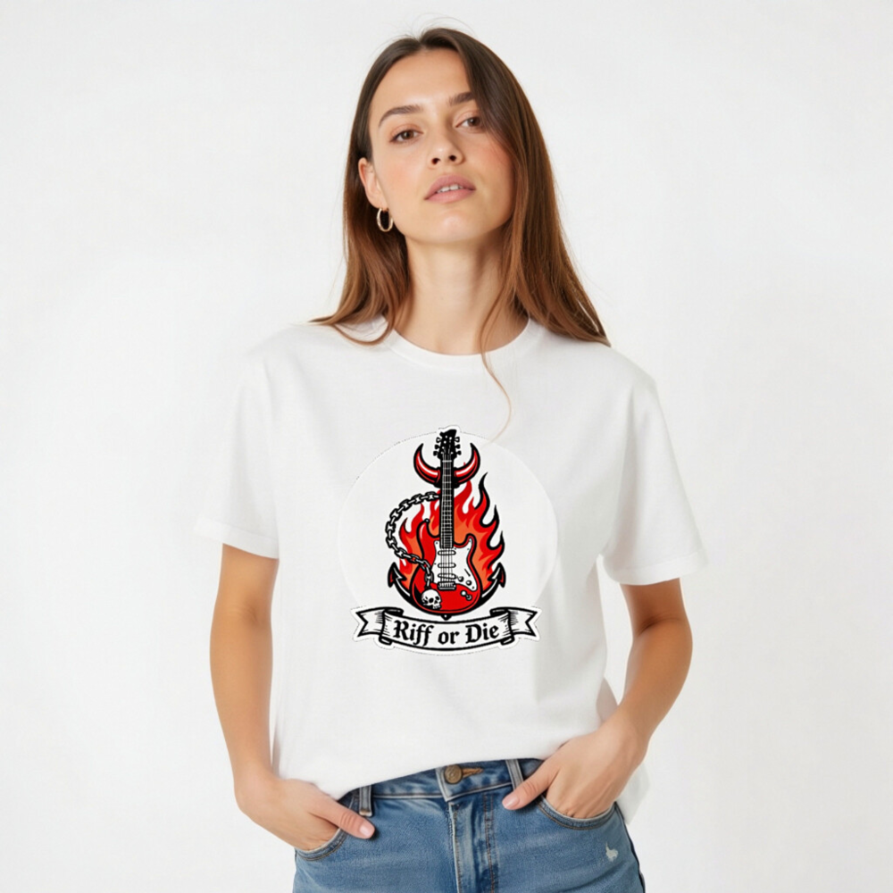 Unisex Staple T-Shirt - Riff or Die Guitar Flame Design - Image 5