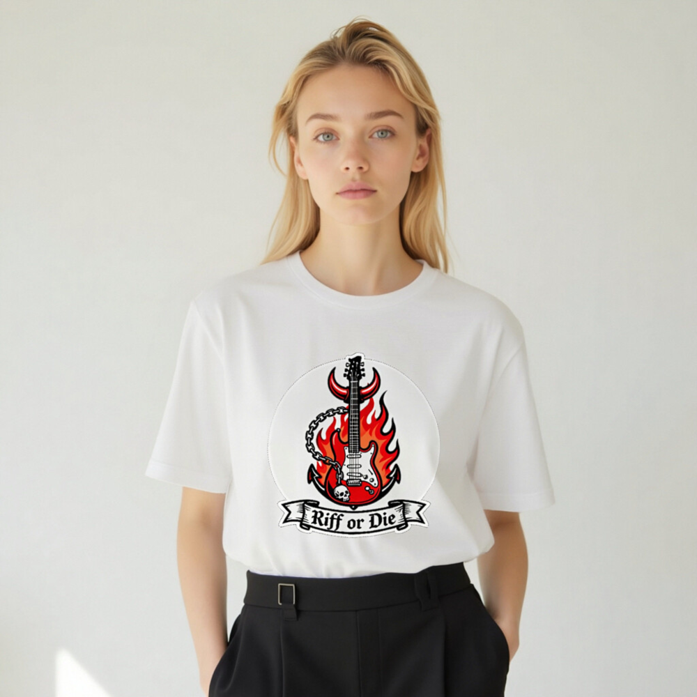 Unisex Staple T-Shirt - Riff or Die Guitar Flame Design - Image 9