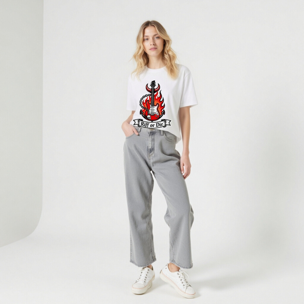 Unisex Staple T-Shirt - Riff or Die Guitar Flame Design - Image 11