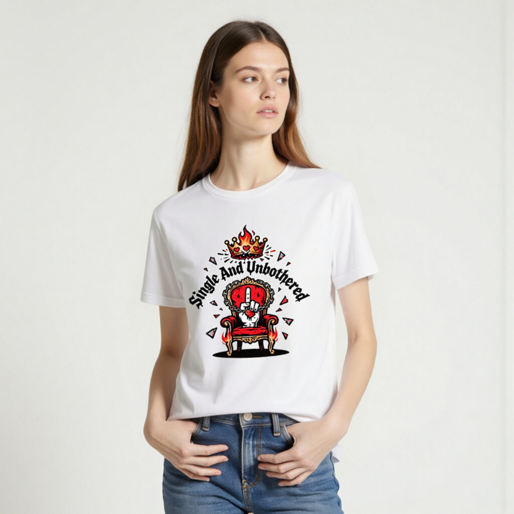 Unisex Staple T-Shirt - Single And Unbothered Crown Throne Design - Image 2