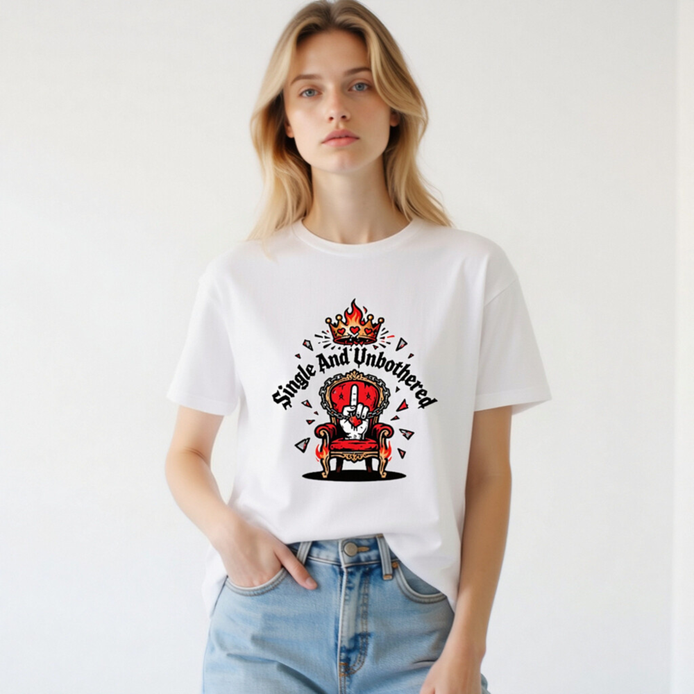 Unisex Staple T-Shirt - Single And Unbothered Crown Throne Design - Image 3