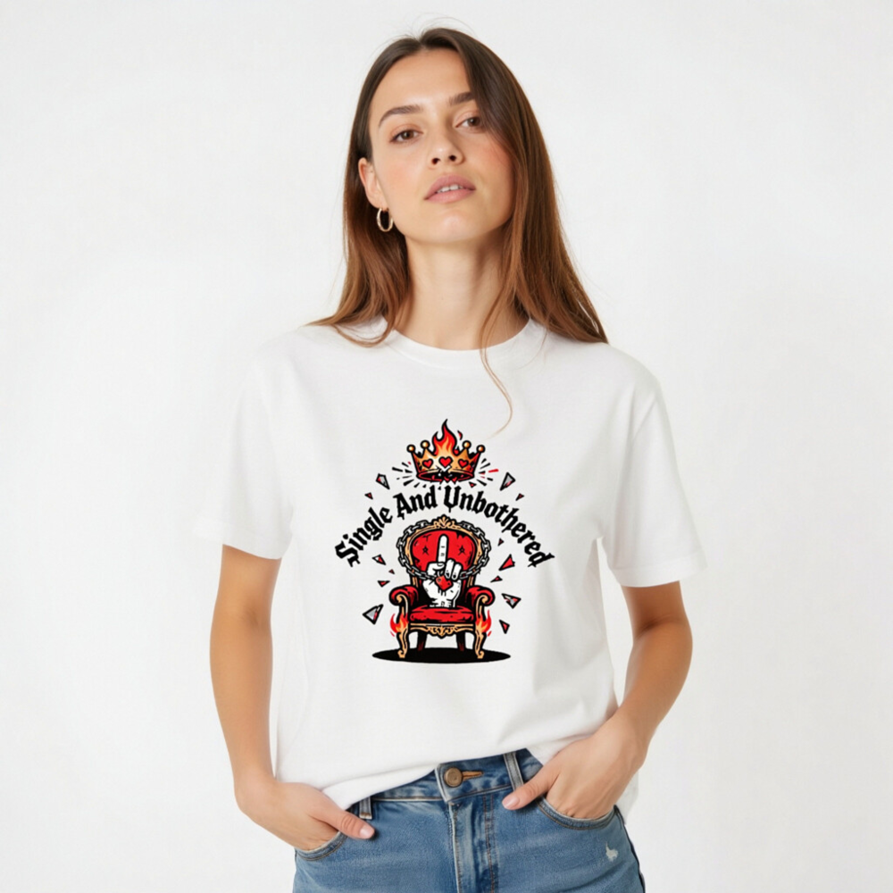 Unisex Staple T-Shirt - Single And Unbothered Crown Throne Design - Image 5