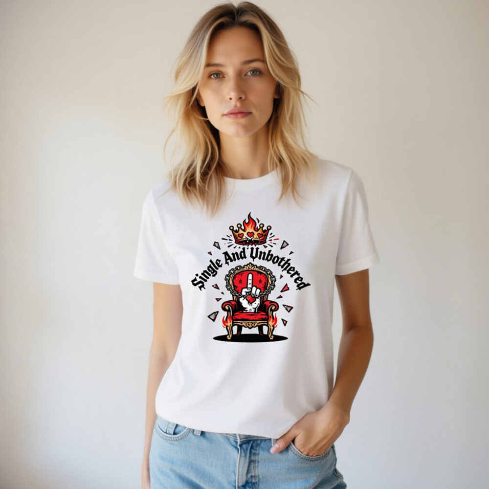 Unisex Staple T-Shirt - Single And Unbothered Crown Throne Design - Image 8