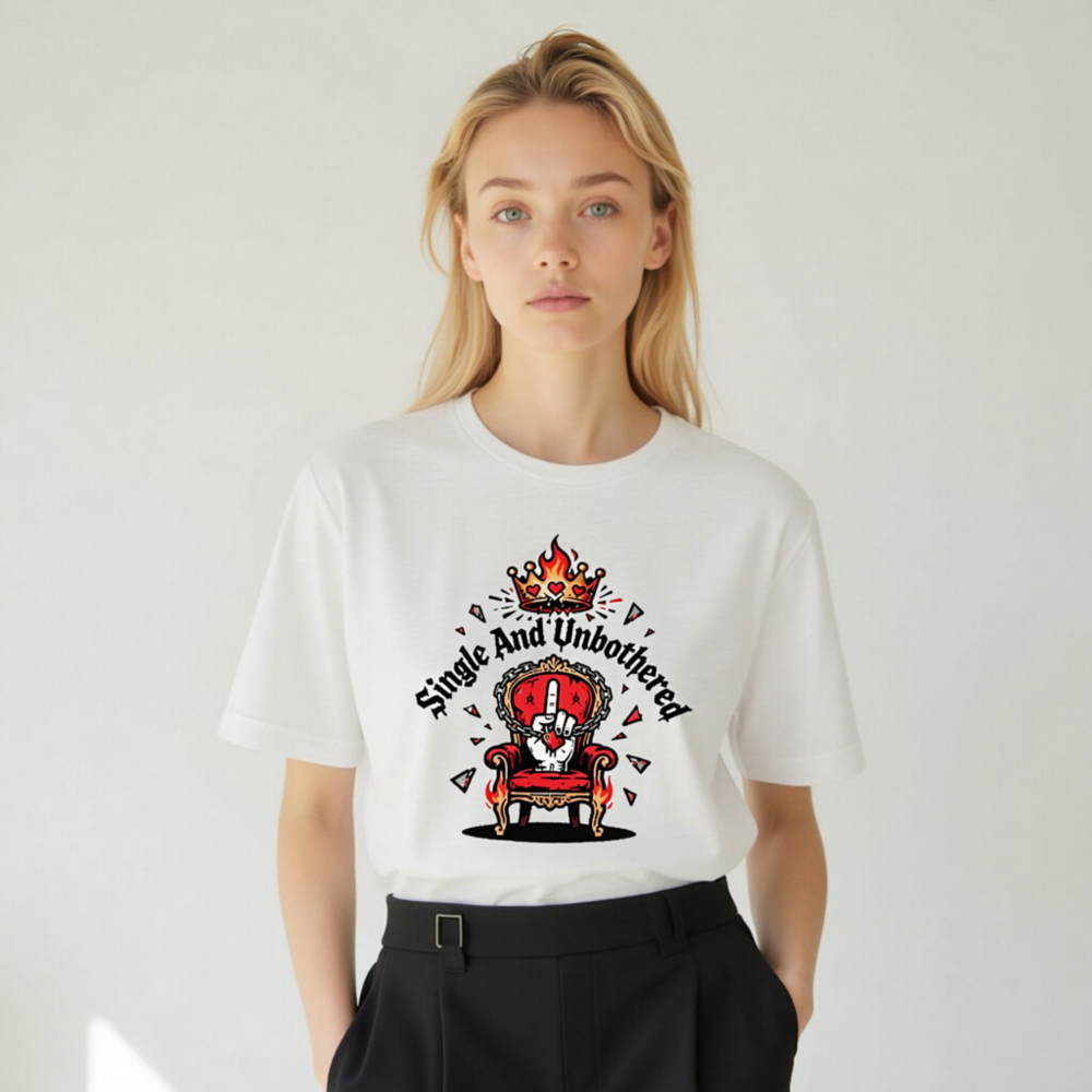 Unisex Staple T-Shirt - Single And Unbothered Crown Throne Design - Image 9