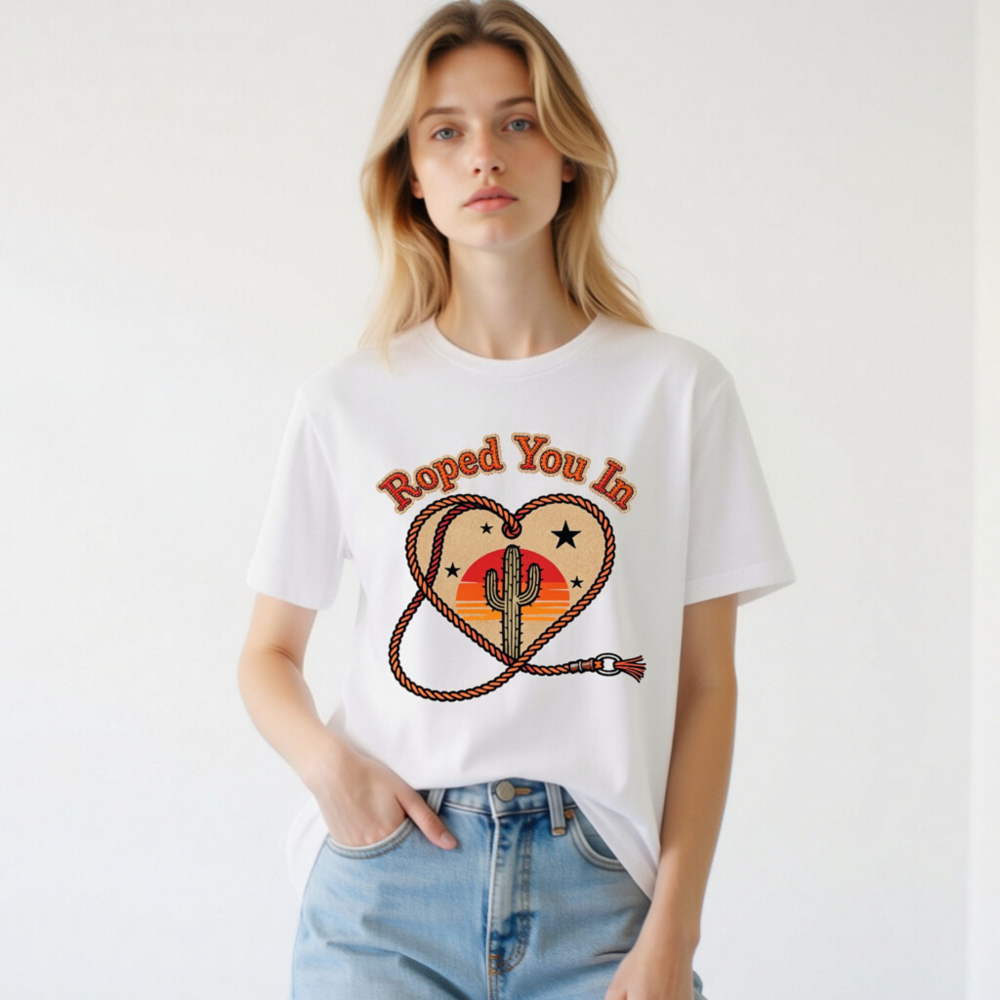 Roped You In Cactus Sunset T-Shirt | Unisex Staple Tee - Image 3