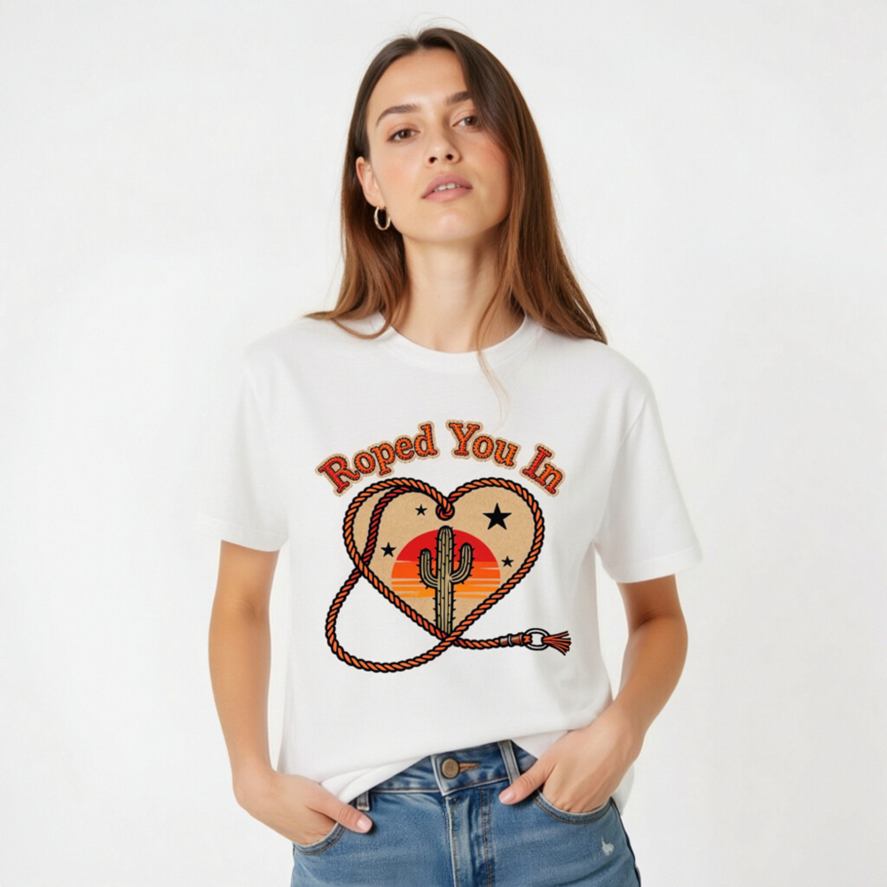 Roped You In Cactus Sunset T-Shirt | Unisex Staple Tee - Image 5