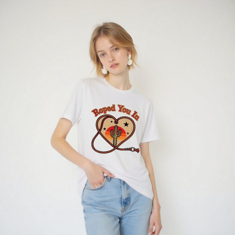 Roped You In Cactus Sunset T-Shirt | Unisex Staple Tee - Image 6