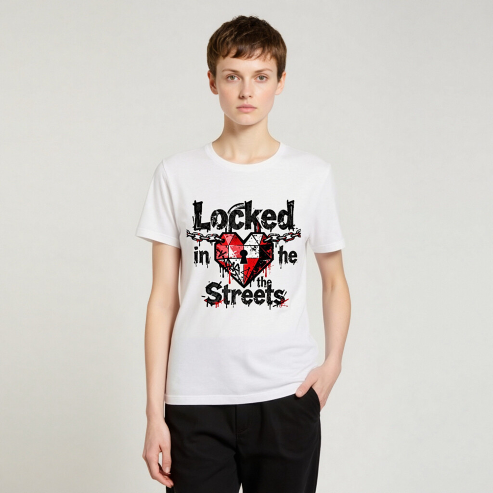 Unisex Staple T-Shirt - Locked in the Streets Heart & Chain Design - Image 4
