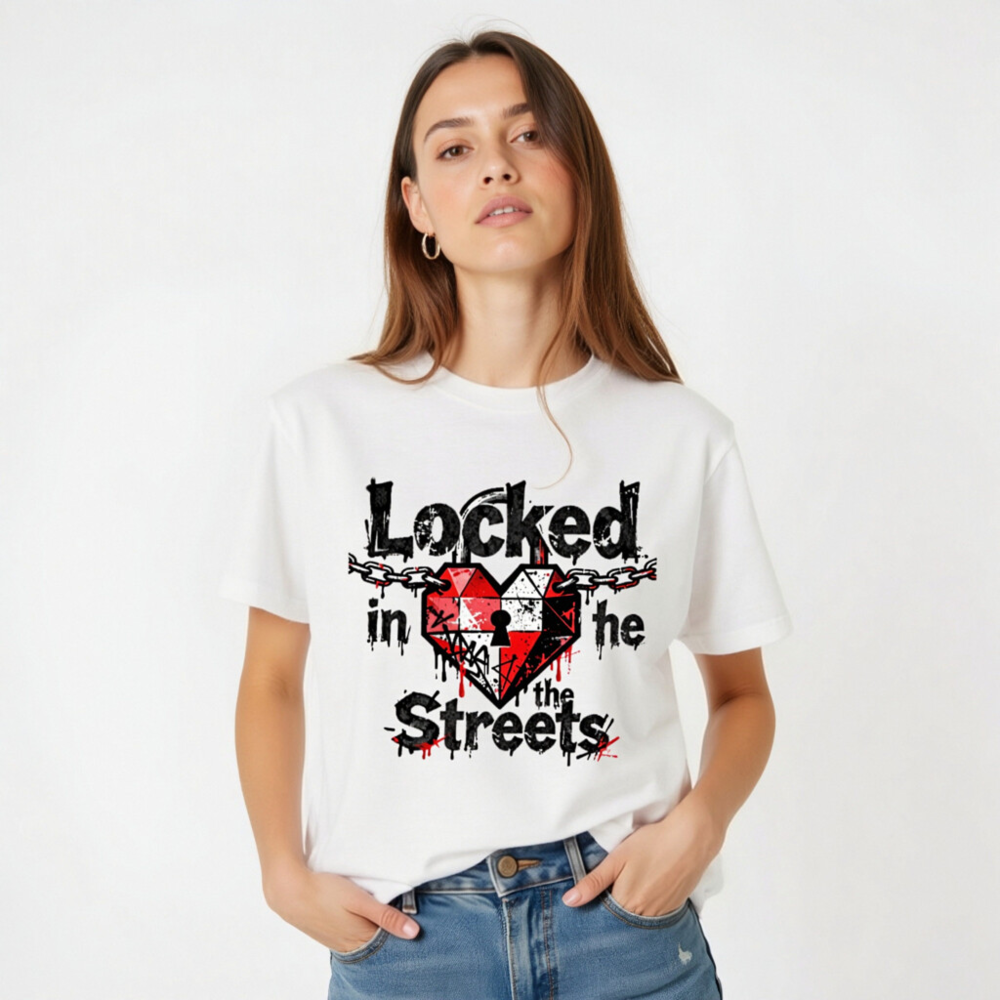 Unisex Staple T-Shirt - Locked in the Streets Heart & Chain Design - Image 5
