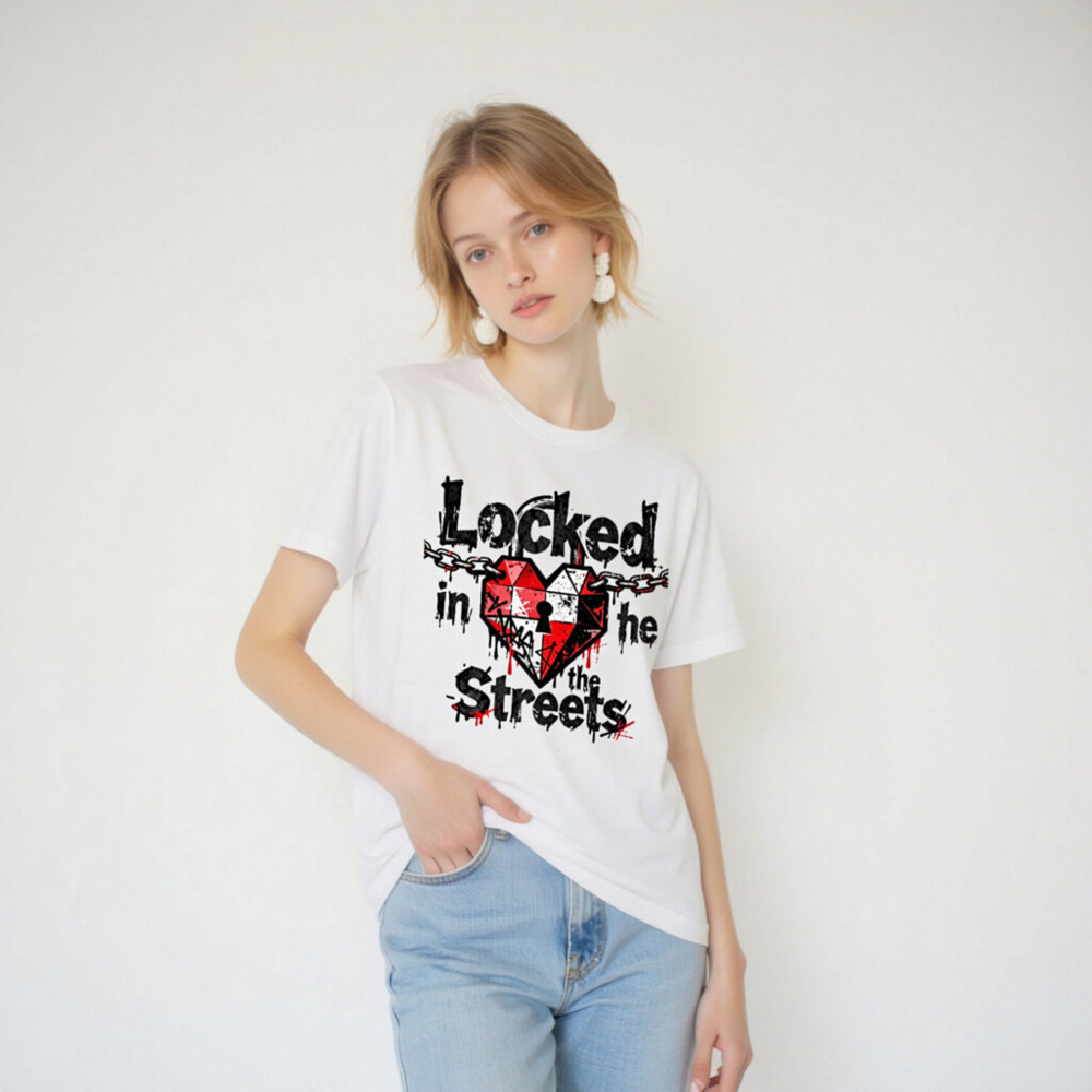 Unisex Staple T-Shirt - Locked in the Streets Heart & Chain Design - Image 6