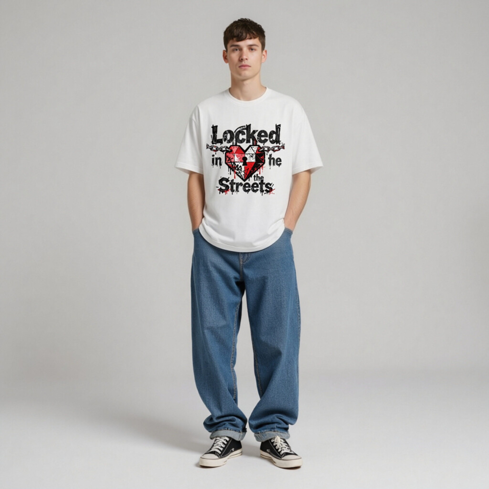 Unisex Staple T-Shirt - Locked in the Streets Heart & Chain Design - Image 7