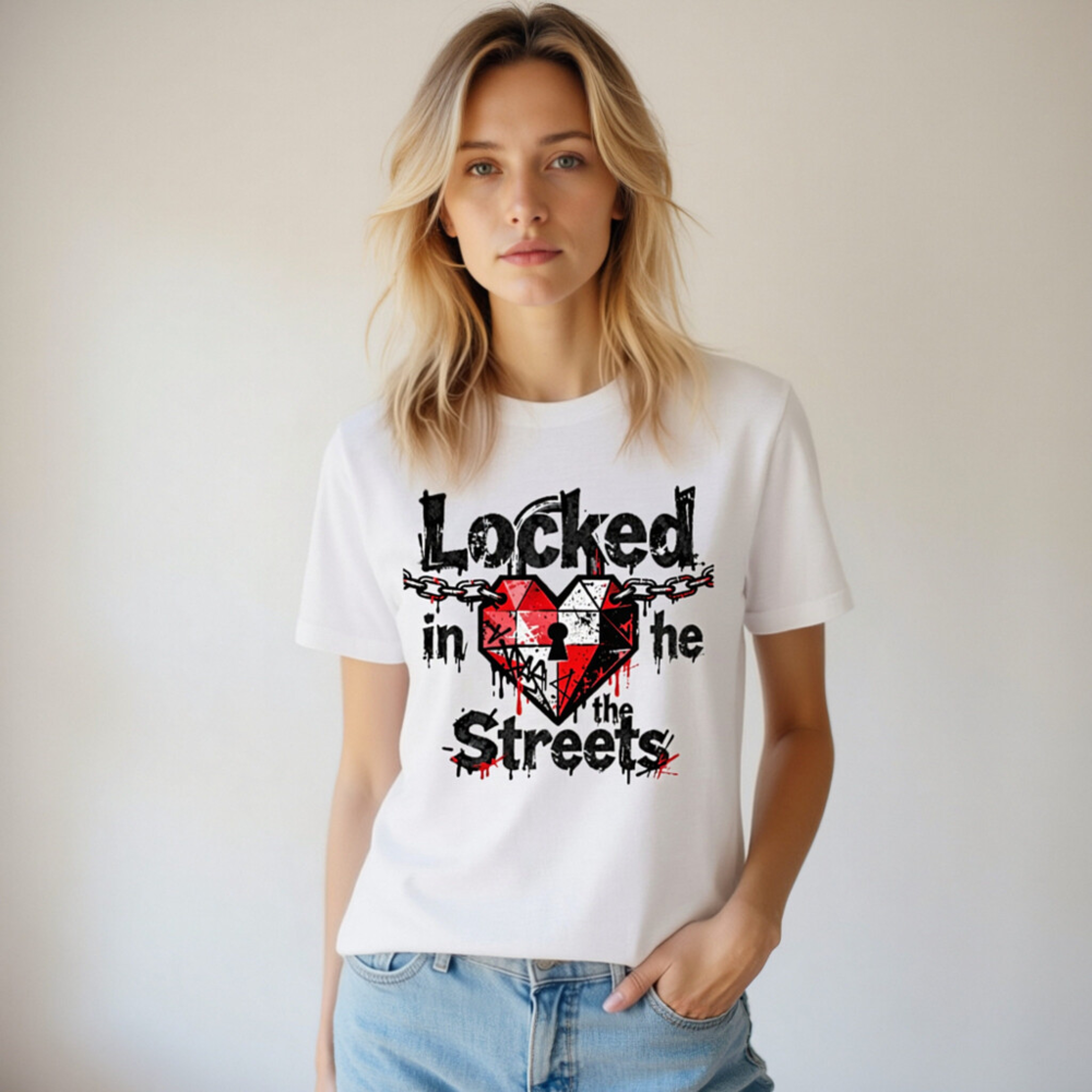 Unisex Staple T-Shirt - Locked in the Streets Heart & Chain Design - Image 8