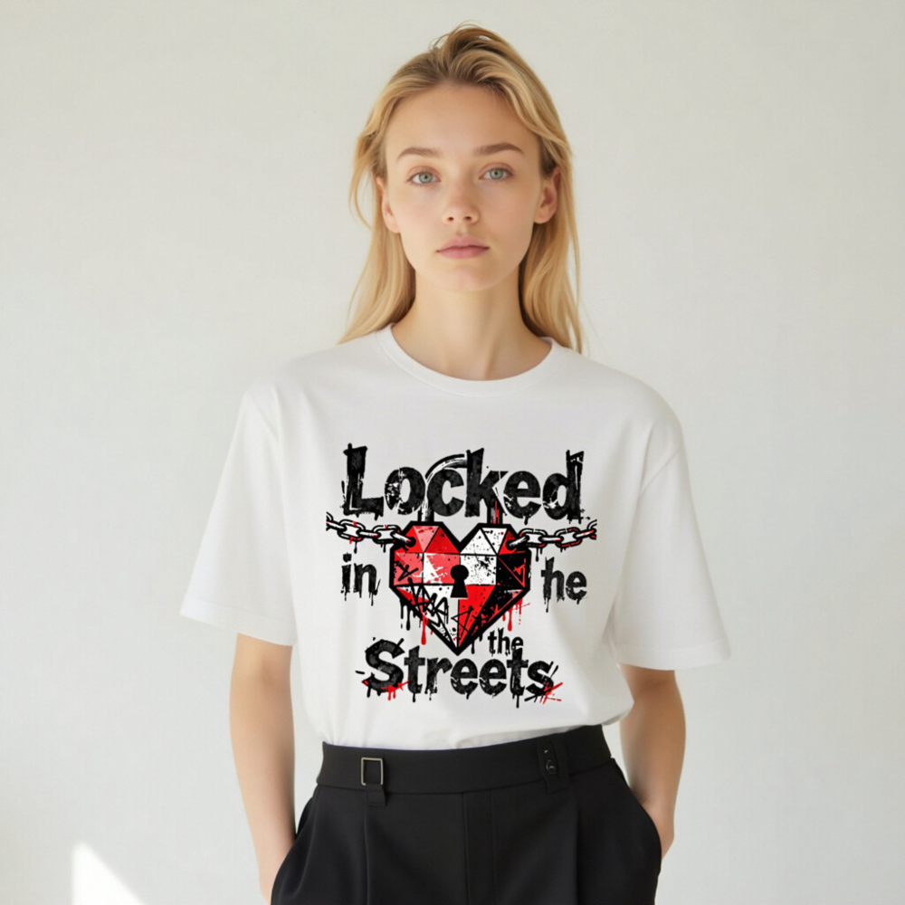 Unisex Staple T-Shirt - Locked in the Streets Heart & Chain Design - Image 9
