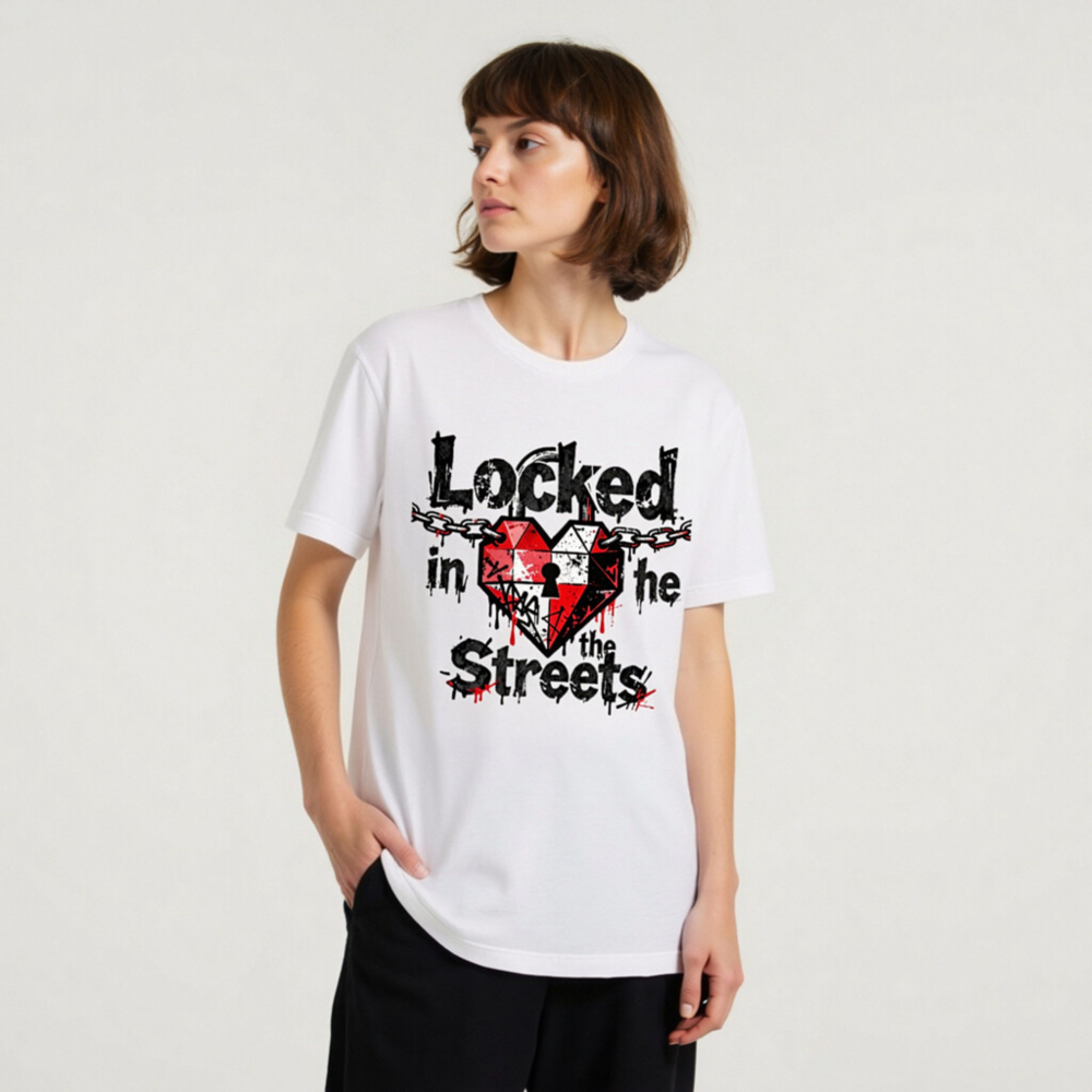 Unisex Staple T-Shirt - Locked in the Streets Heart & Chain Design - Image 10
