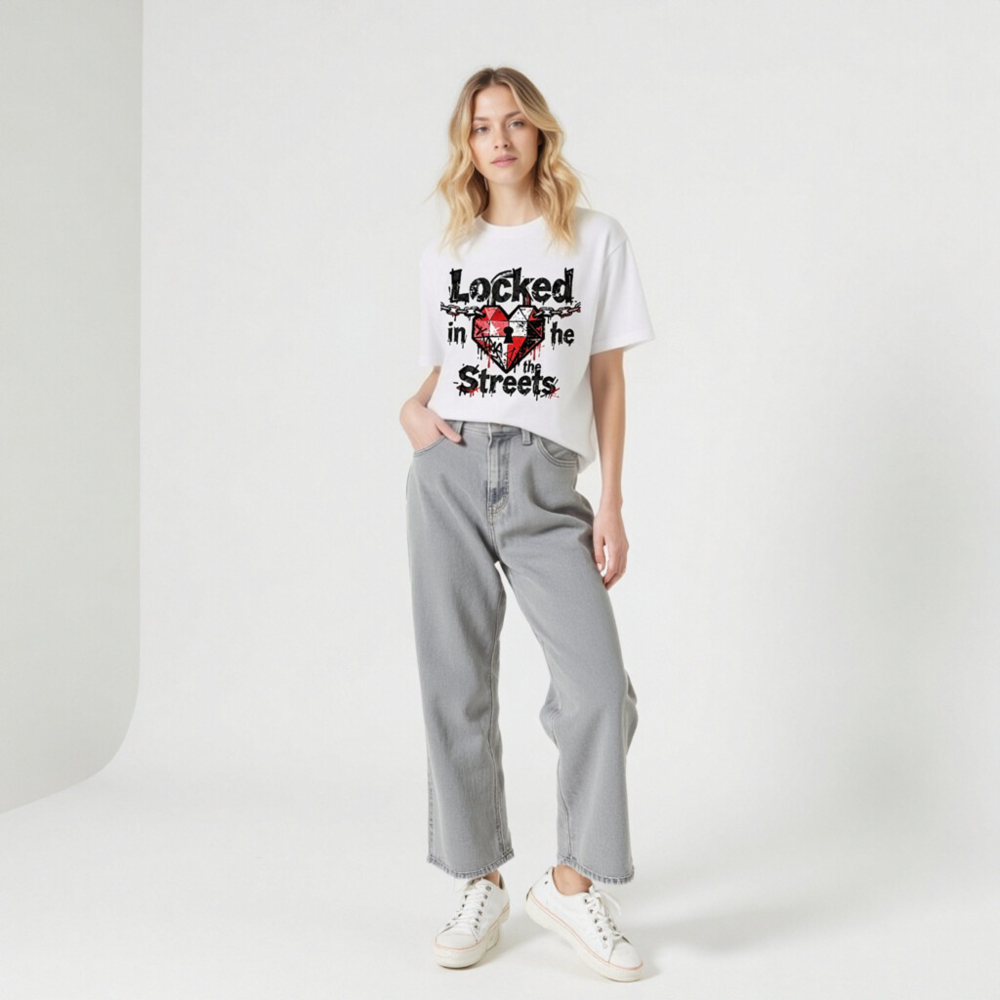 Unisex Staple T-Shirt - Locked in the Streets Heart & Chain Design - Image 11