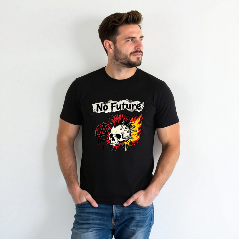 No Future Skull T-Shirt | Unisex Staple Tee with Punk Mosh Pit Design - Image 3