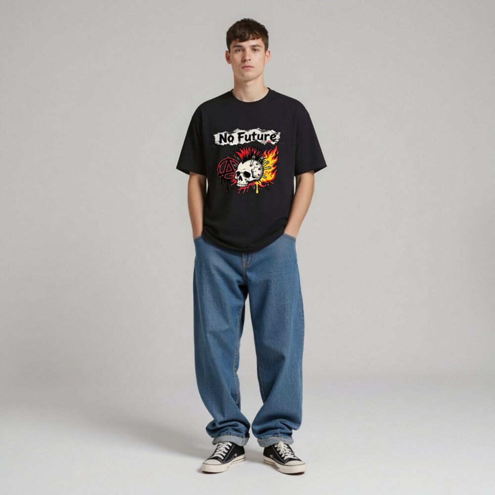 No Future Skull T-Shirt | Unisex Staple Tee with Punk Mosh Pit Design - Image 4