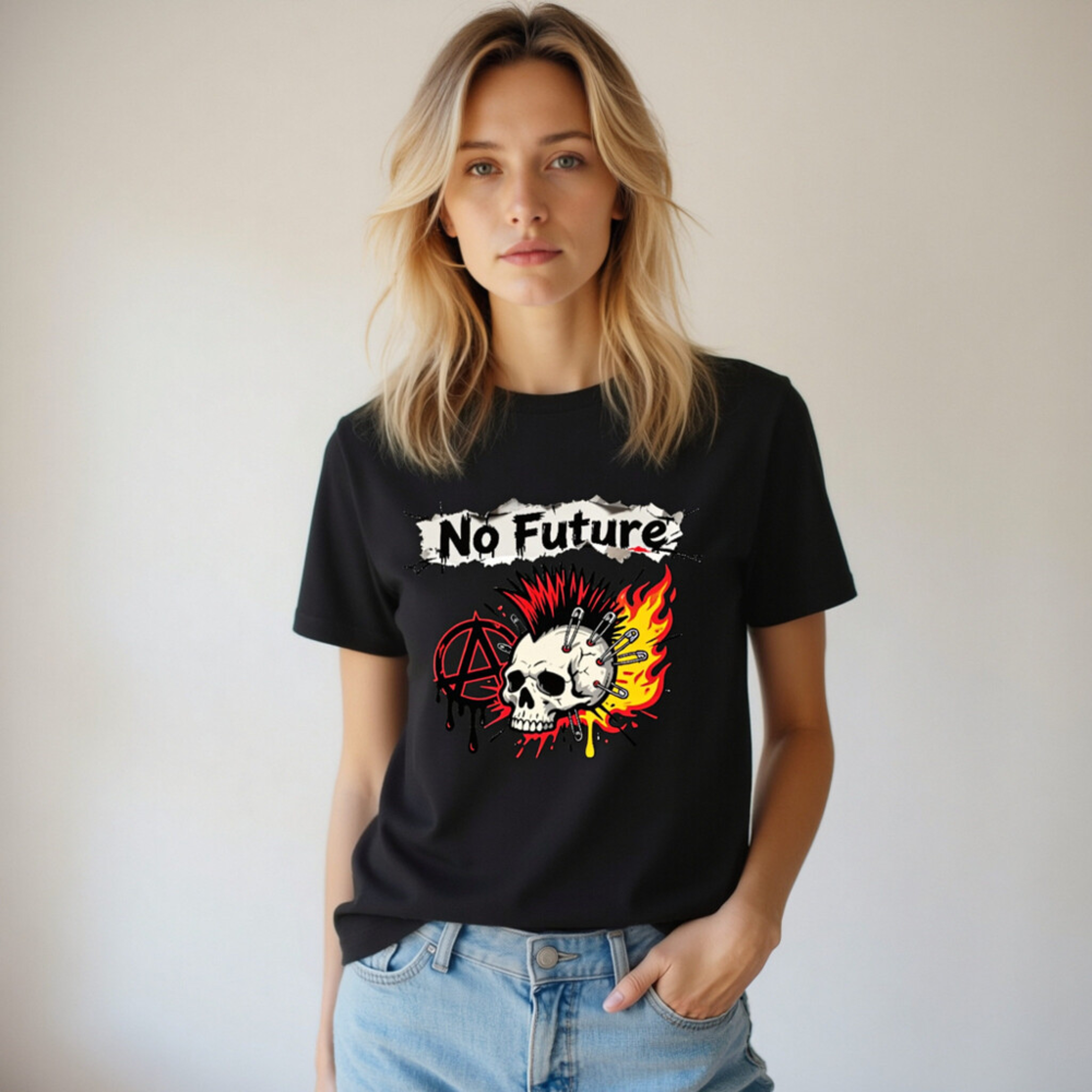 No Future Skull T-Shirt | Unisex Staple Tee with Punk Mosh Pit Design - Image 5