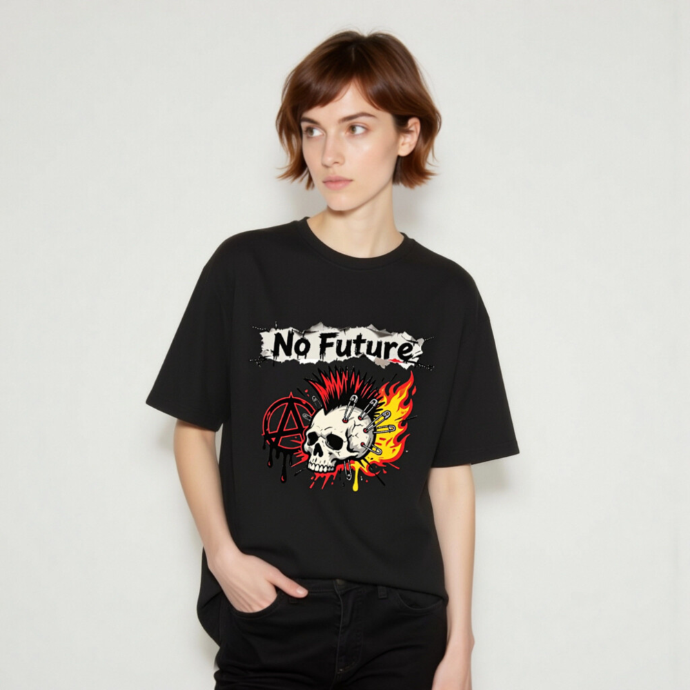 No Future Skull T-Shirt | Unisex Staple Tee with Punk Mosh Pit Design - Image 6