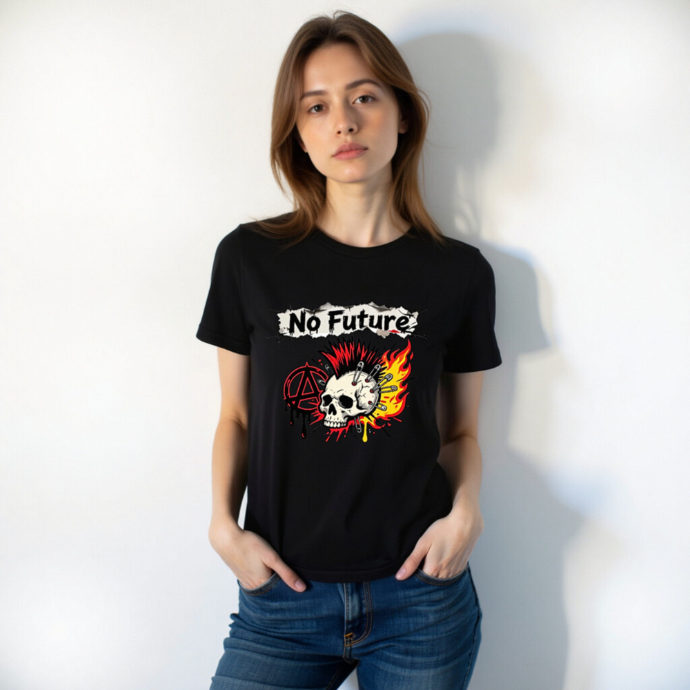 No Future Skull T-Shirt | Unisex Staple Tee with Punk Mosh Pit Design - Image 7