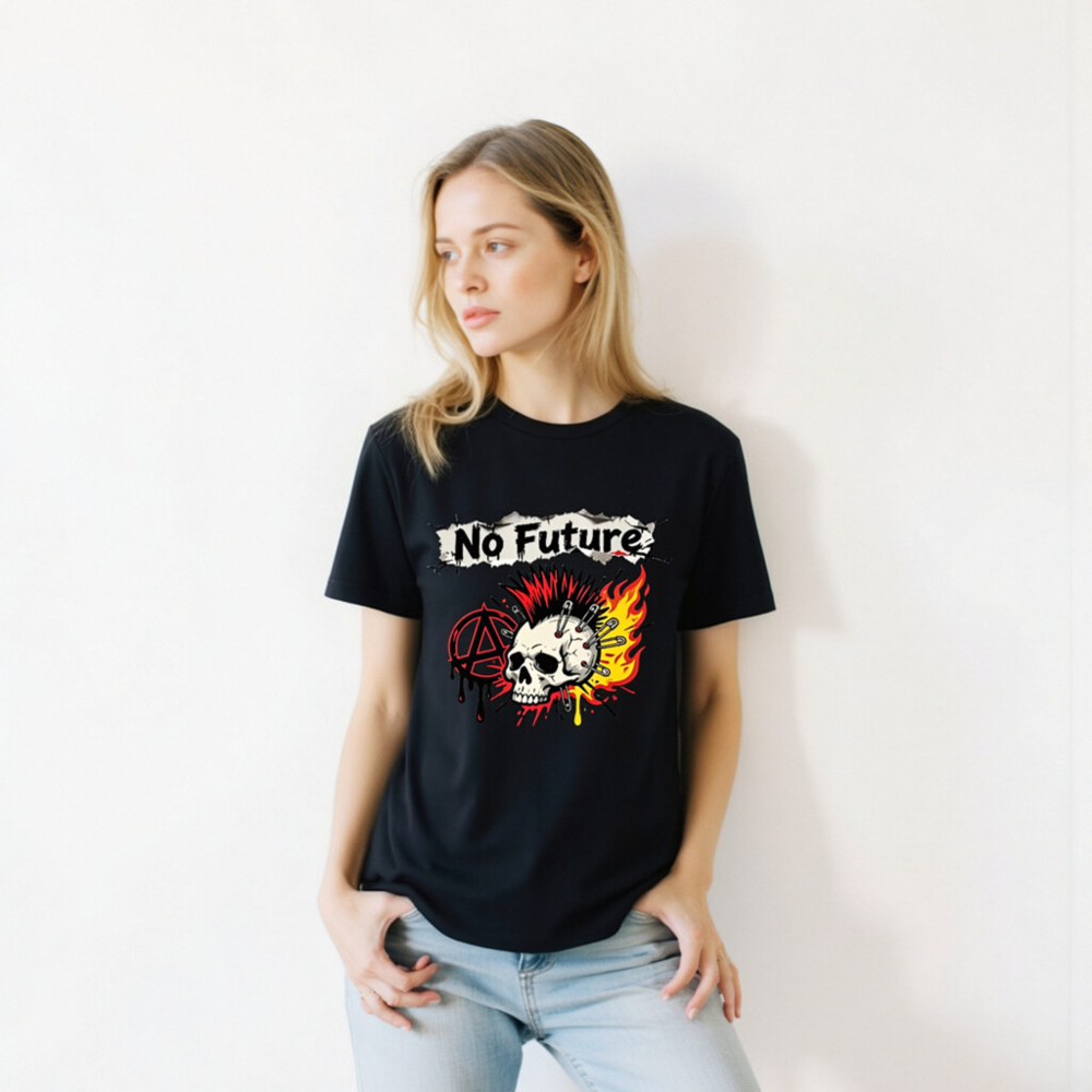 No Future Skull T-Shirt | Unisex Staple Tee with Punk Mosh Pit Design - Image 10