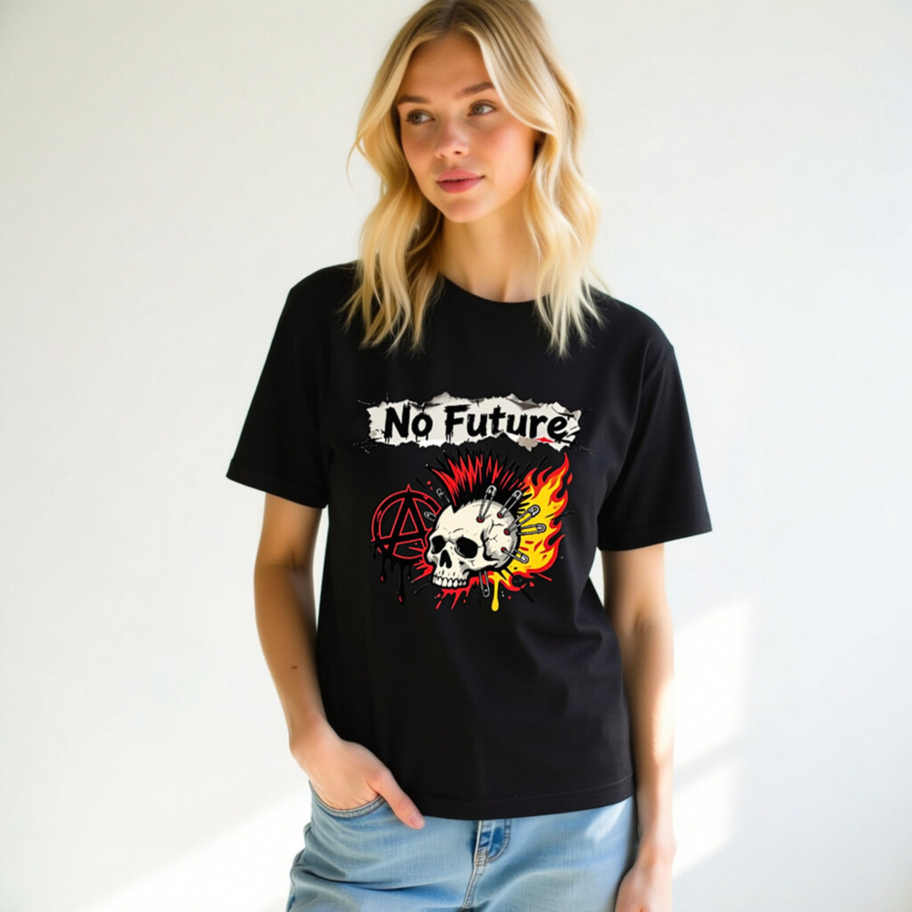 No Future Skull T-Shirt | Unisex Staple Tee with Punk Mosh Pit Design - Image 11