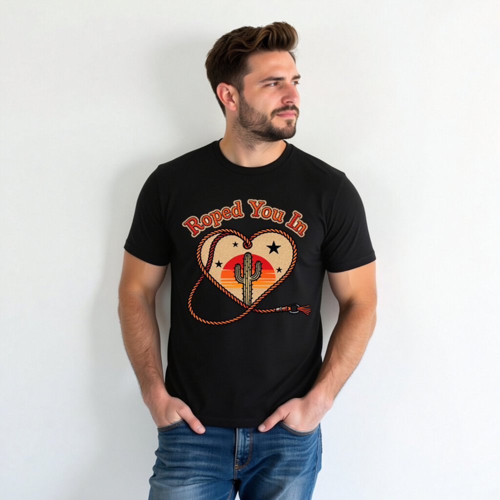 Roped You In Cactus Heart T-Shirt | Unisex Staple Tee - Image 3