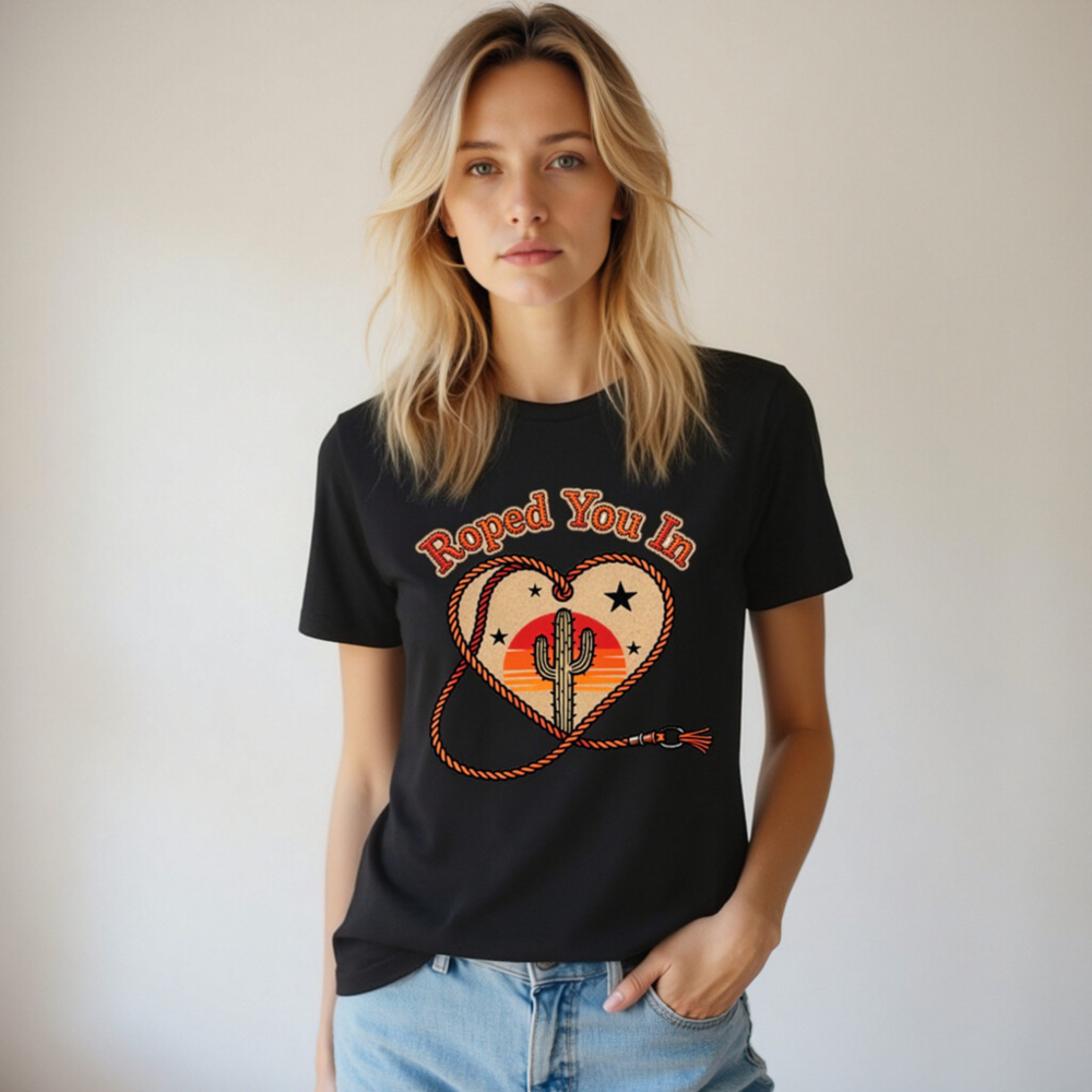 Roped You In Cactus Heart T-Shirt | Unisex Staple Tee - Image 5