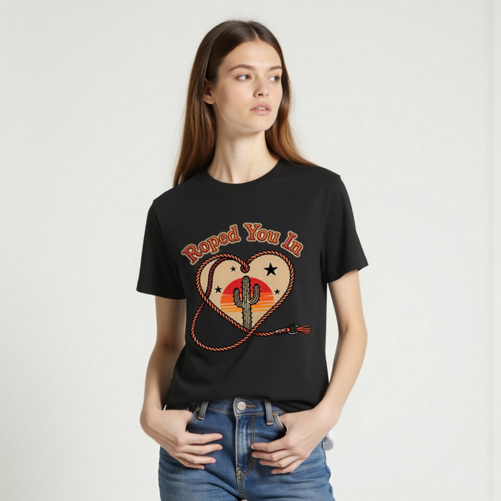 Roped You In Cactus Heart T-Shirt | Unisex Organic Cotton Tee - Image 2