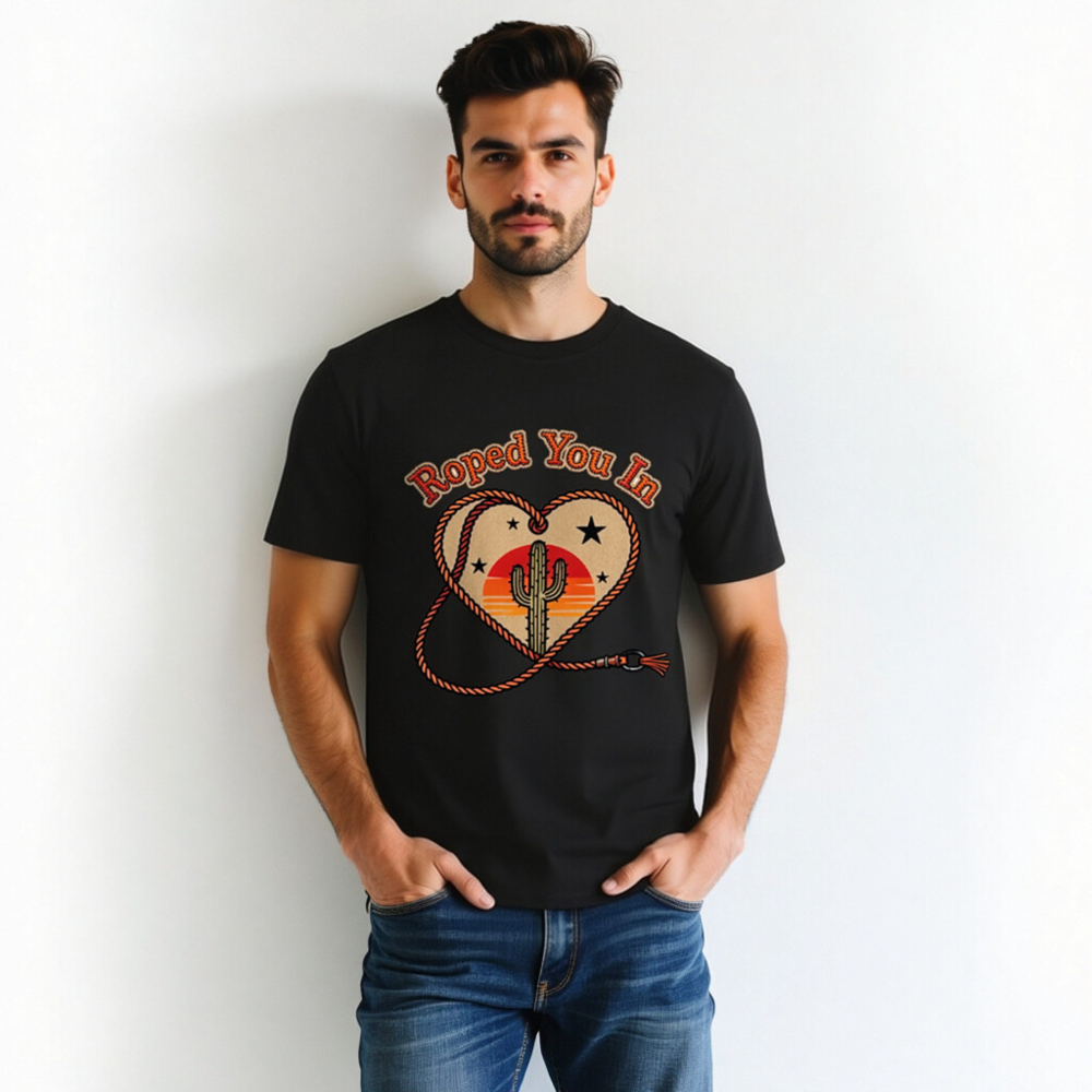 Roped You In Cactus Heart T-Shirt | Unisex Organic Cotton Tee - Image 3