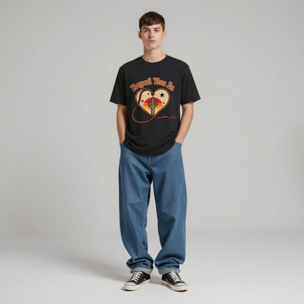 Roped You In Cactus Heart T-Shirt | Unisex Organic Cotton Tee - Image 4