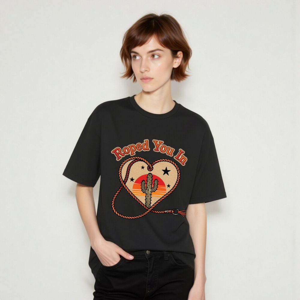 Roped You In Cactus Heart T-Shirt | Unisex Organic Cotton Tee - Image 7