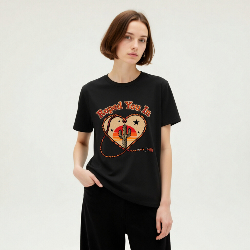 Roped You In Cactus Heart T-Shirt | Unisex Organic Cotton Tee - Image 9