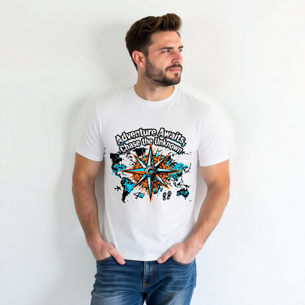 Unisex Organic Cotton T-Shirt | Adventure Awaits, Chase the Unknown Compass Design - Image 7