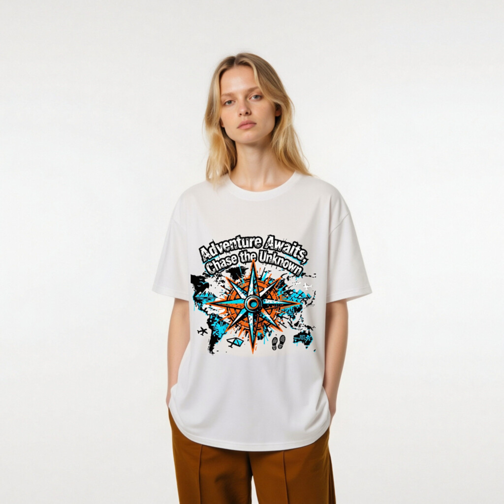 Unisex Organic Cotton T-Shirt | Adventure Awaits, Chase the Unknown Compass Design - Image 9