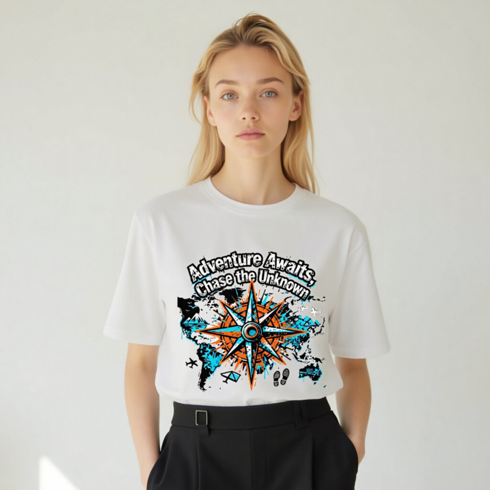 Unisex Organic Cotton T-Shirt | Adventure Awaits, Chase the Unknown Compass Design - Image 10