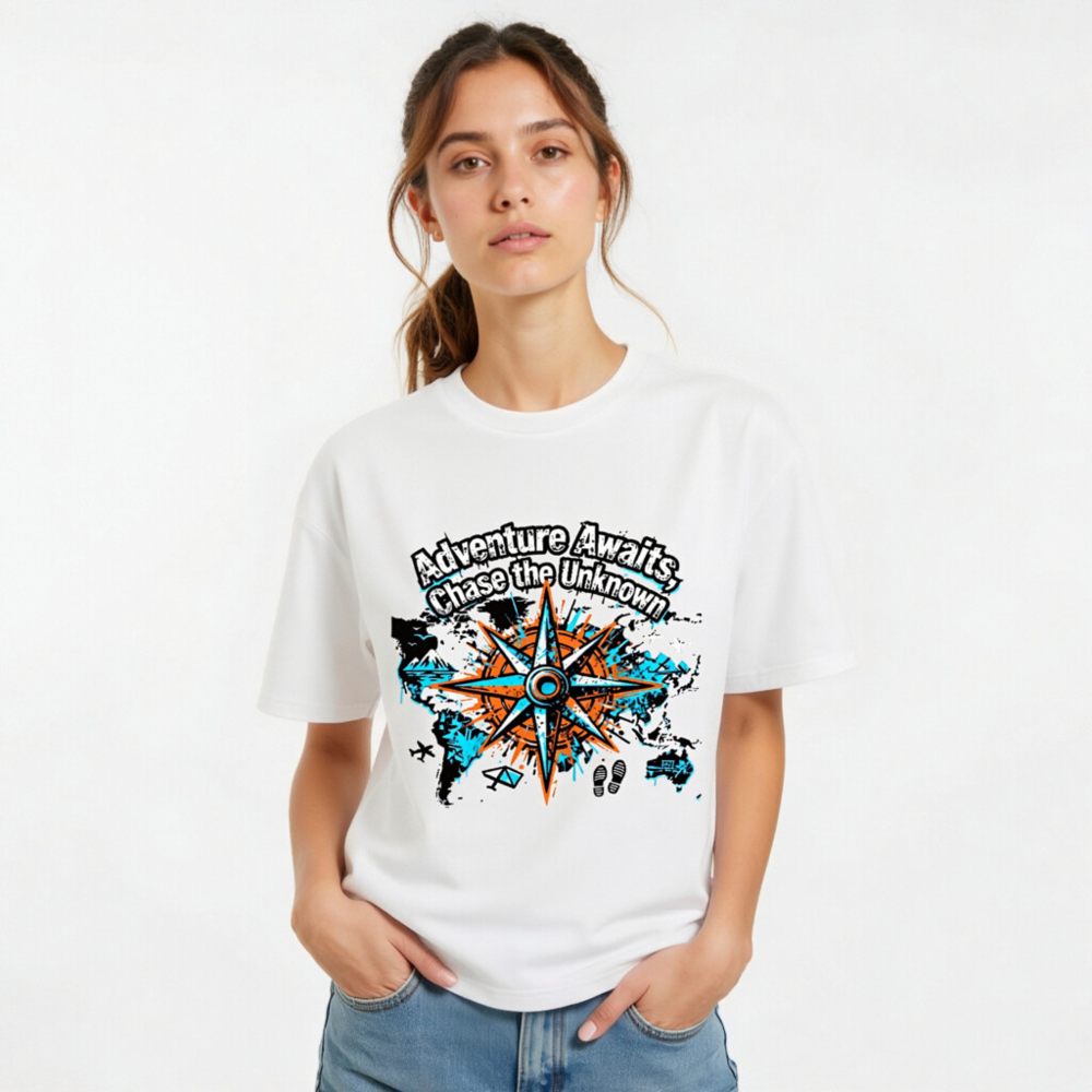 Unisex Organic Cotton T-Shirt | Adventure Awaits, Chase the Unknown Compass Design - Image 11