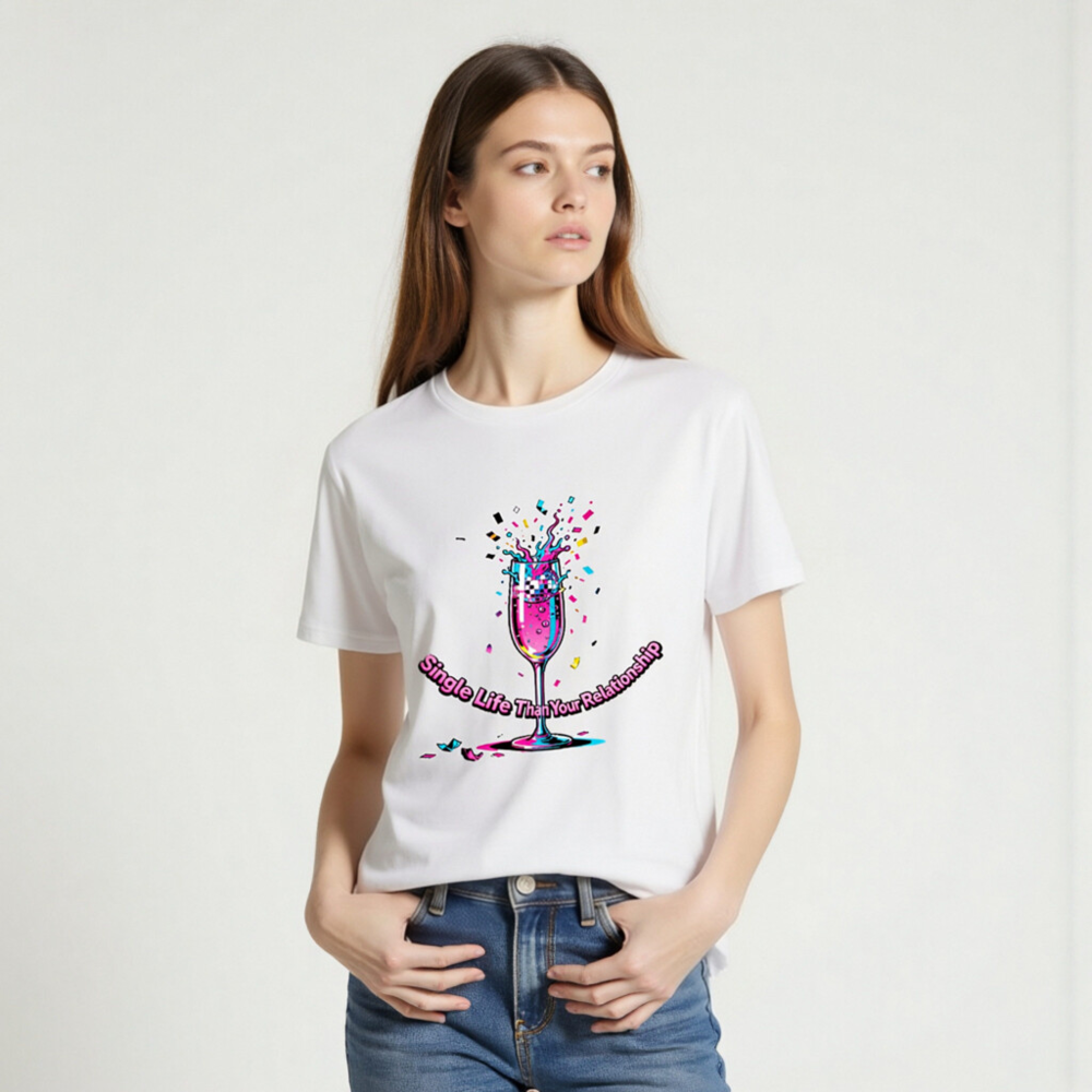 Unisex Organic Cotton T-Shirt - Single Life Than Your Relationship Disco Glass Design - Image 2