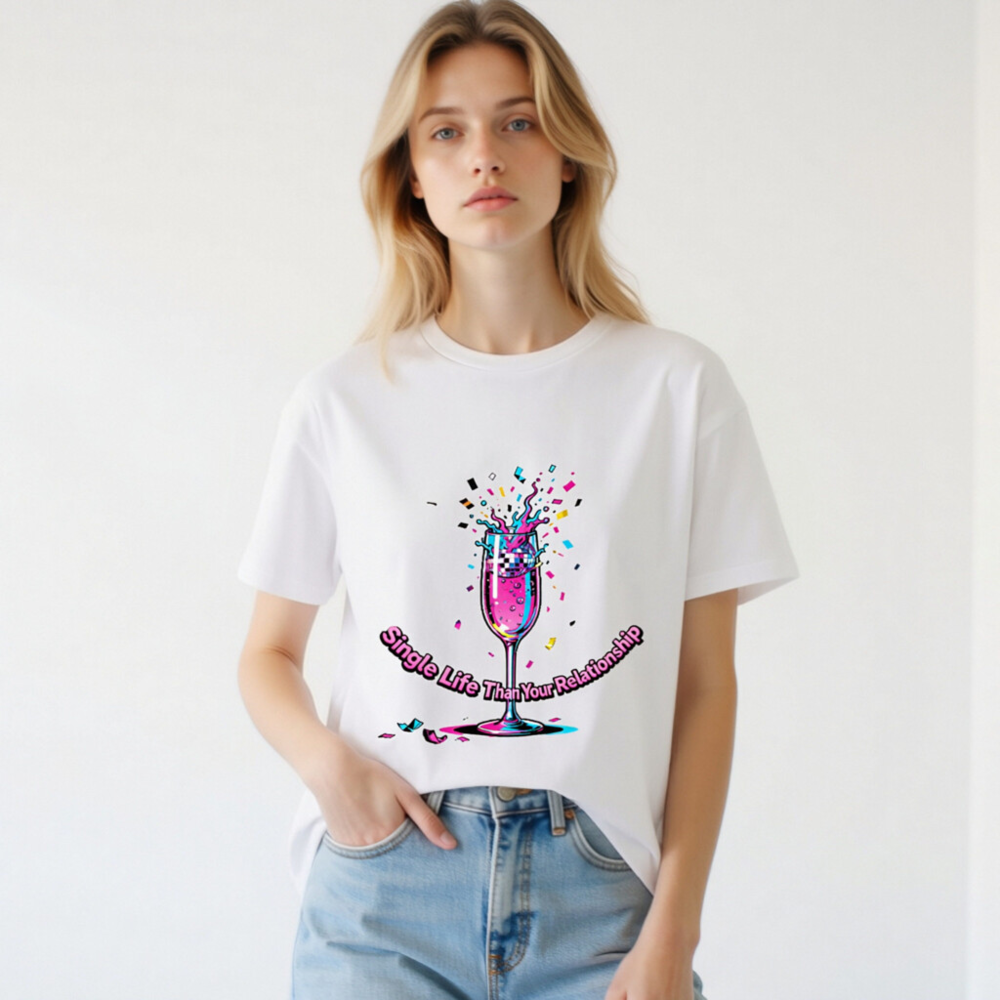 Unisex Organic Cotton T-Shirt - Single Life Than Your Relationship Disco Glass Design - Image 3