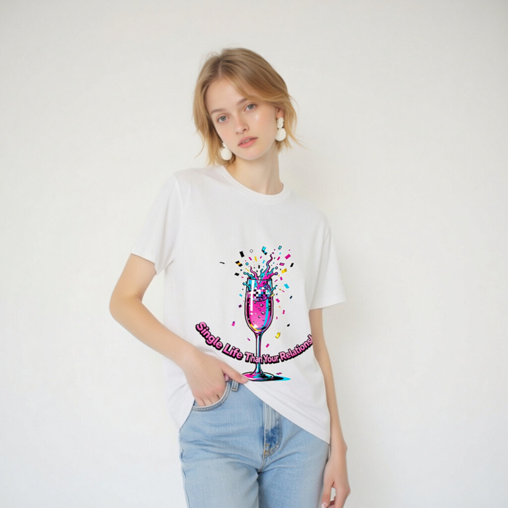 Unisex Organic Cotton T-Shirt - Single Life Than Your Relationship Disco Glass Design - Image 6