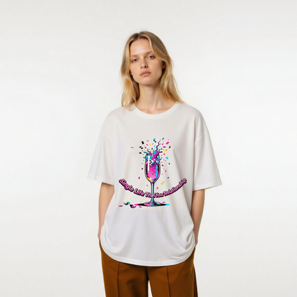 Unisex Organic Cotton T-Shirt - Single Life Than Your Relationship Disco Glass Design - Image 9