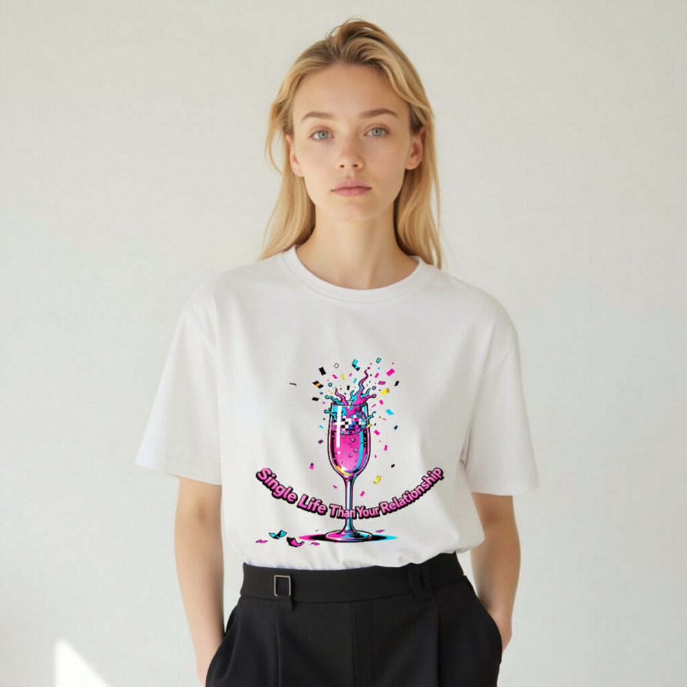 Unisex Organic Cotton T-Shirt - Single Life Than Your Relationship Disco Glass Design - Image 10