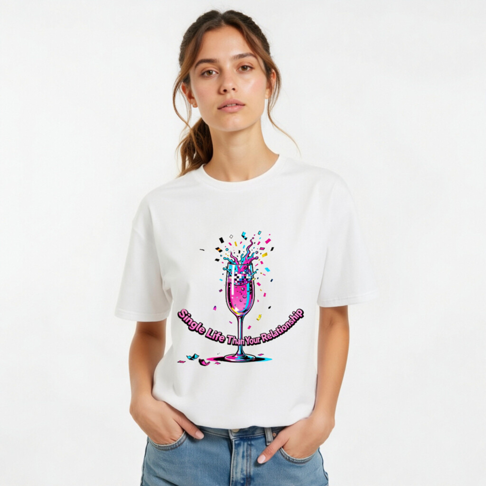 Unisex Organic Cotton T-Shirt - Single Life Than Your Relationship Disco Glass Design - Image 11
