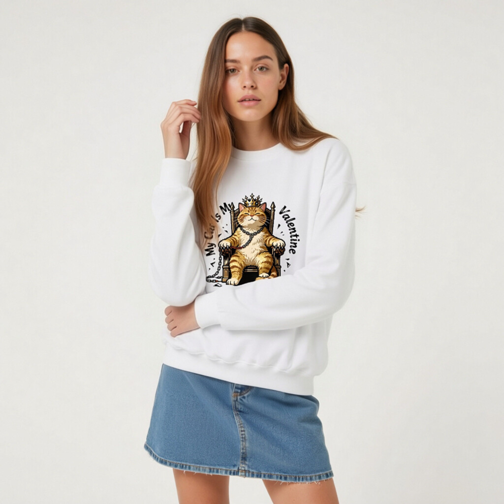 My Cat Is My Valentine | King Cat Sweatshirt - Unisex Crew Neck - Image 8